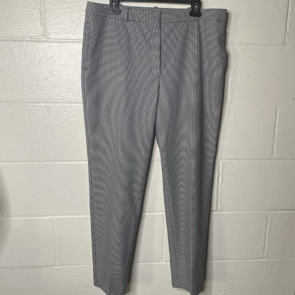 Hugo Boss Wool Blend Trousers Pants Black White Size 12 Work Houndstooth Career